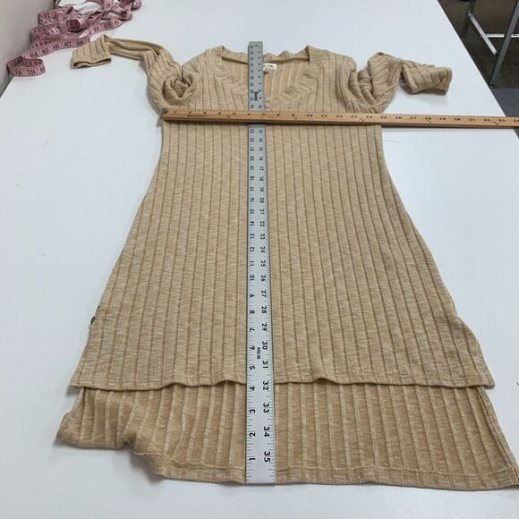 Deletta Sweater Dress Womens S Small Ribbed Deep V Neck High Low Split Hem - Picture 7 of 14